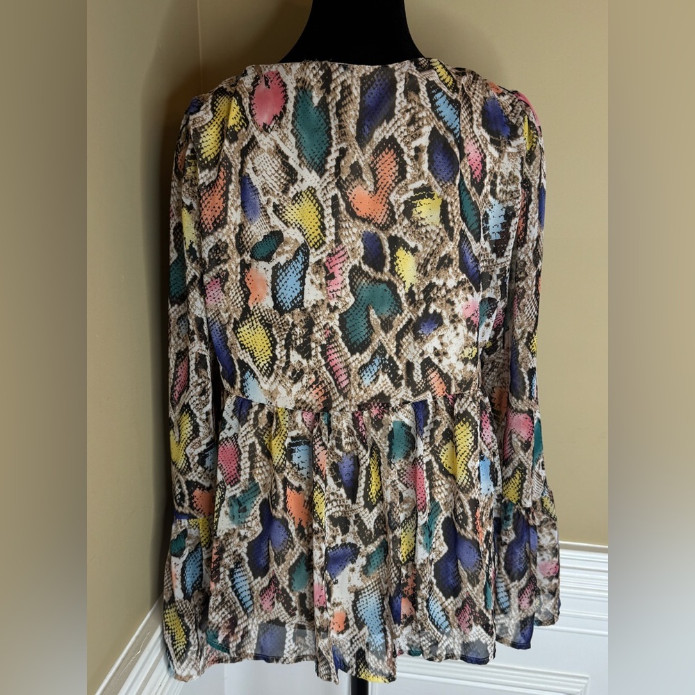 Peach Love California Colorful Snake Print Blouse - Picture 3 of 6